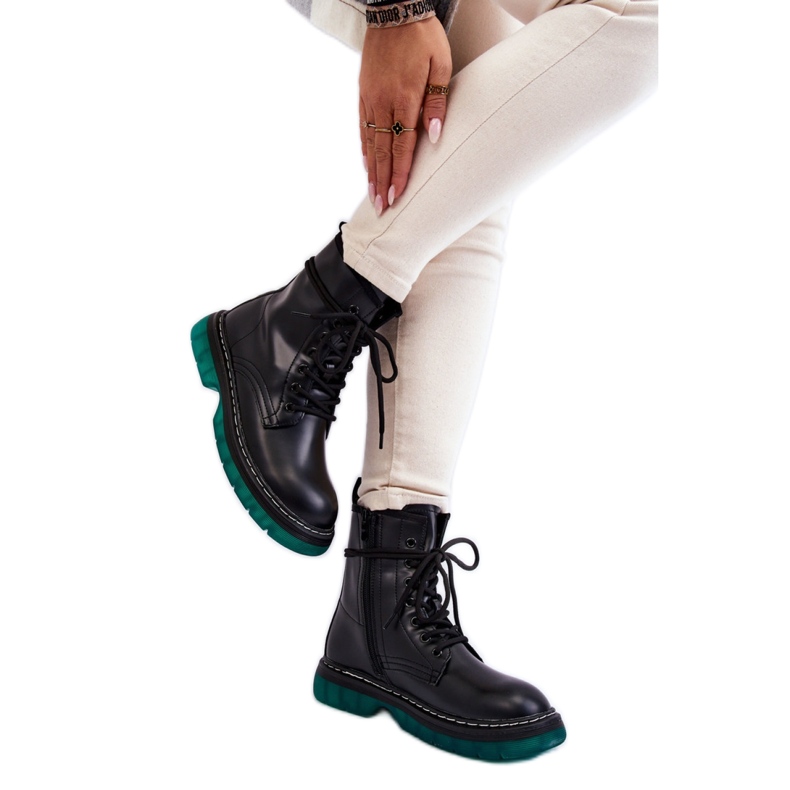 Combat boots Model Trinah 22BT35-5079 Black_Green - Step in style