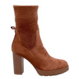 Carlini Camel high-heeled ankle boots with elastic cuff brown Carlini Camel high-heeled ankle boots with elastic cuff brown