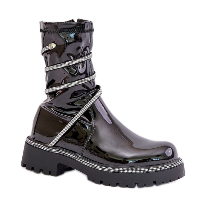 Black patent women's ankle boots