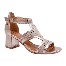 Maciejka Beige/Gold high-heeled sandals