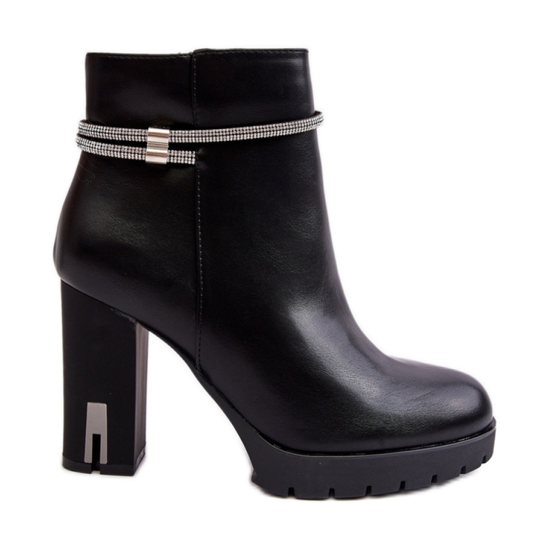 Women's high-heeled ankle boots with Black decoration