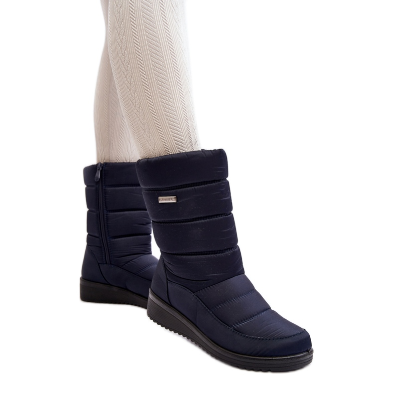 Navy women's insulated snow boots blue