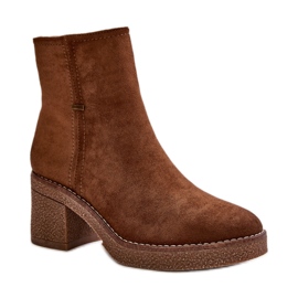 Brown women's ankle boots with a stable heel