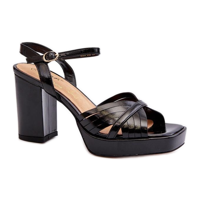 S. BARSKI Elegant women's black high-heeled sandals