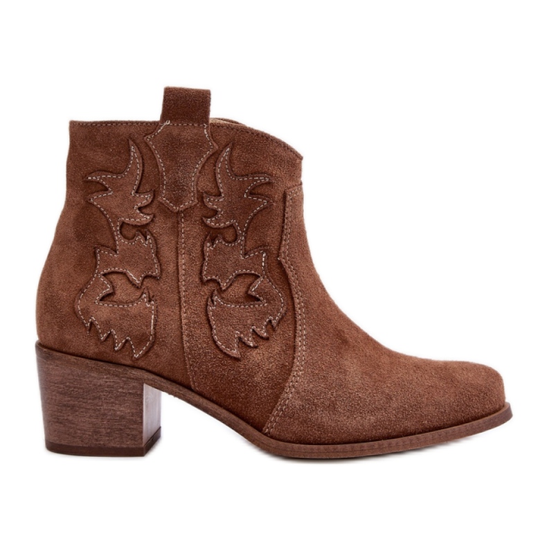 Zazoo Brown women's low-heeled ankle boots