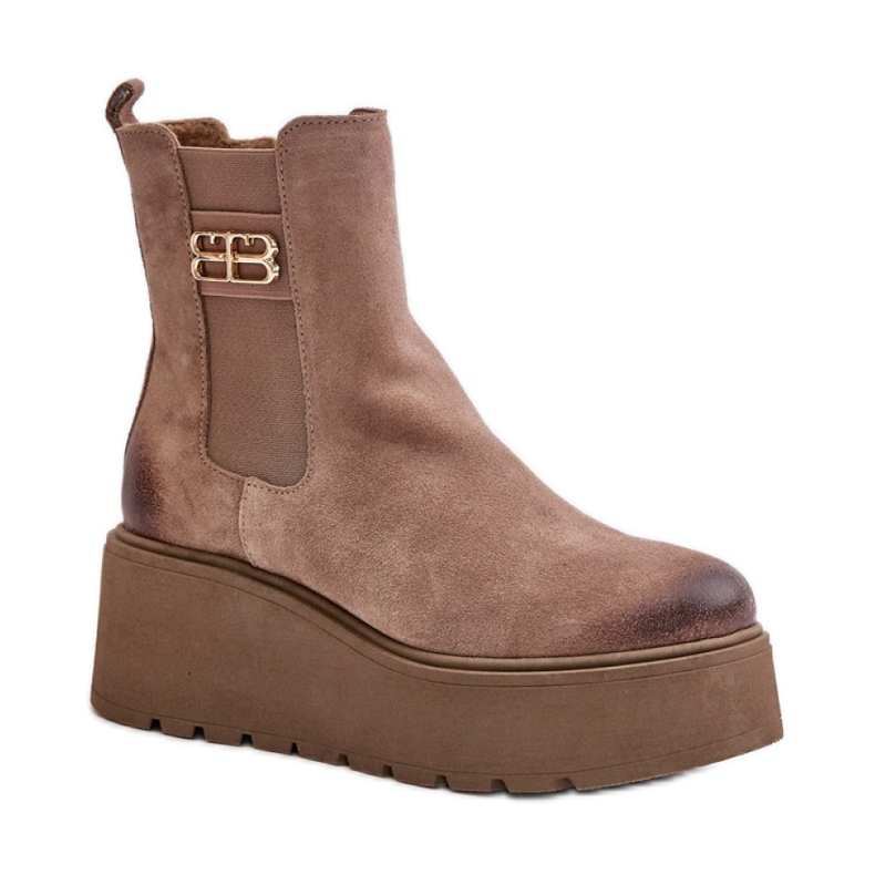 Zazoo Beige women's platform boots