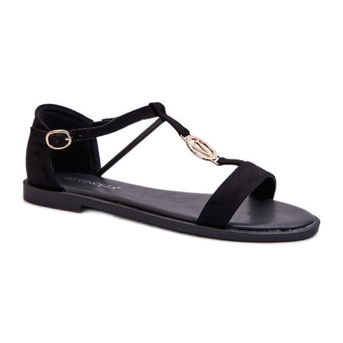 Women's sandals with gold decoration Vinceza Black Women's sandals with gold decoration Vinceza Black