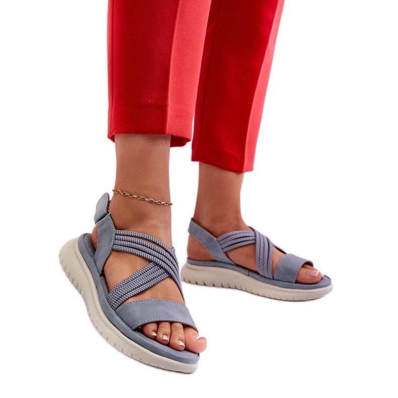 Blue women's velcro sandals