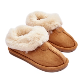 Women's slippers with Camel fur brown