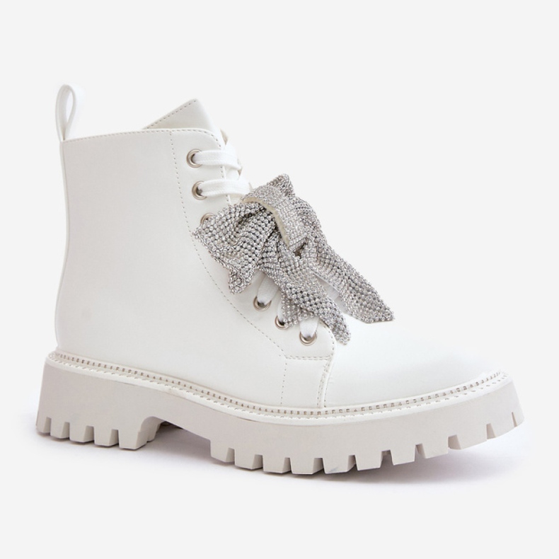 7603A White ankle boots