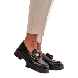 CheBello Women's moccasins decorated with a flower black