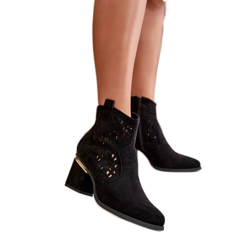 Black low-heeled cowboy boots