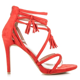 Vices Boho suede sandals on a high heel red