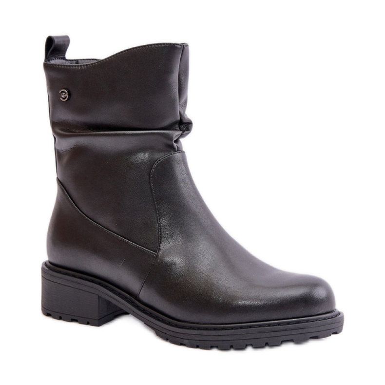 Women's ankle boots with a ruffled upper Black