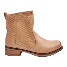Ankle boots with a decorative upper beige