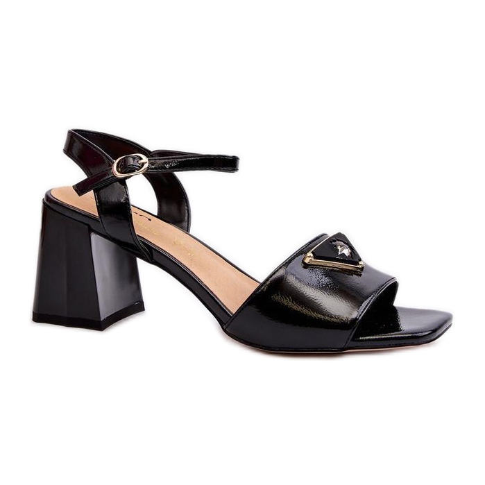 S.Barski Black patent heel sandals