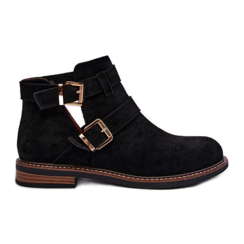 Women's ankle boots with decorative stripes Black
