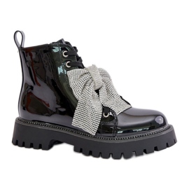 Ladies' patent ankle boots with a Black bow Ladies' patent ankle boots with a Black bow