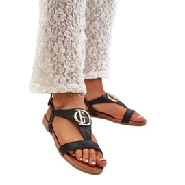 S.Barski Women's sandals with gold decoration Black
