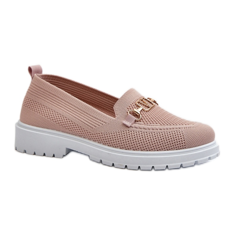 Pink women's flat moccasins