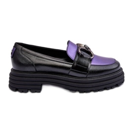 Women's loafers on a massive Black/Violet platform Women's loafers on a massive Black/Violet platform