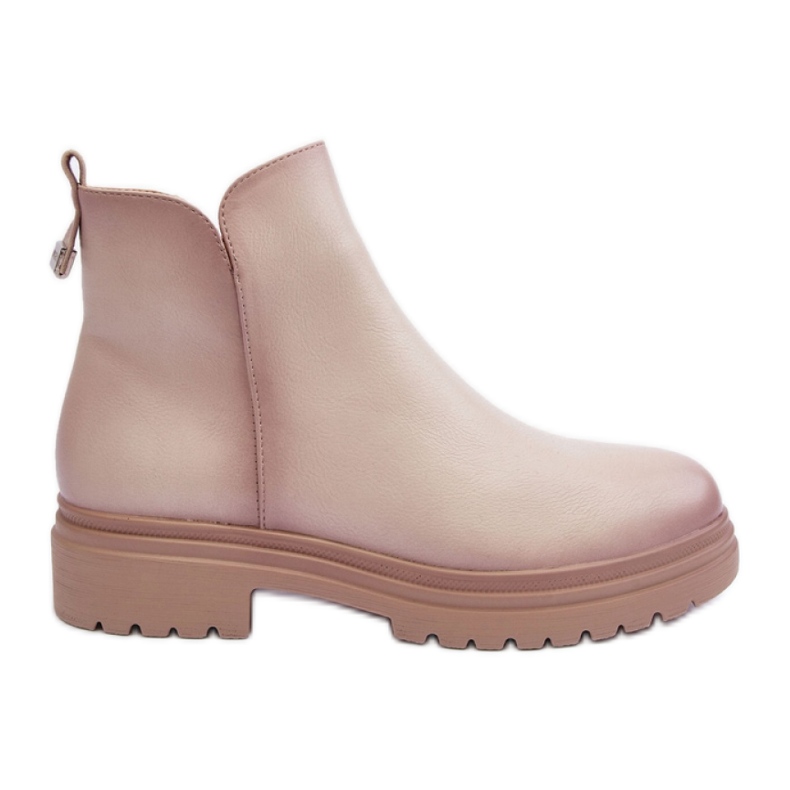 Beige women's platform ankle boots