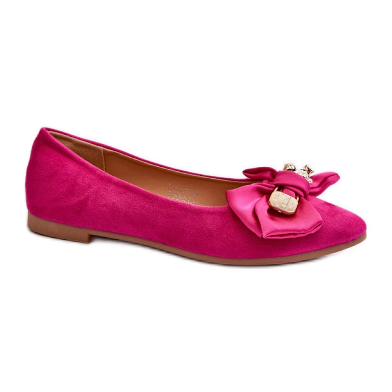 Suede ballet flats with a Fuchsia bow pink
