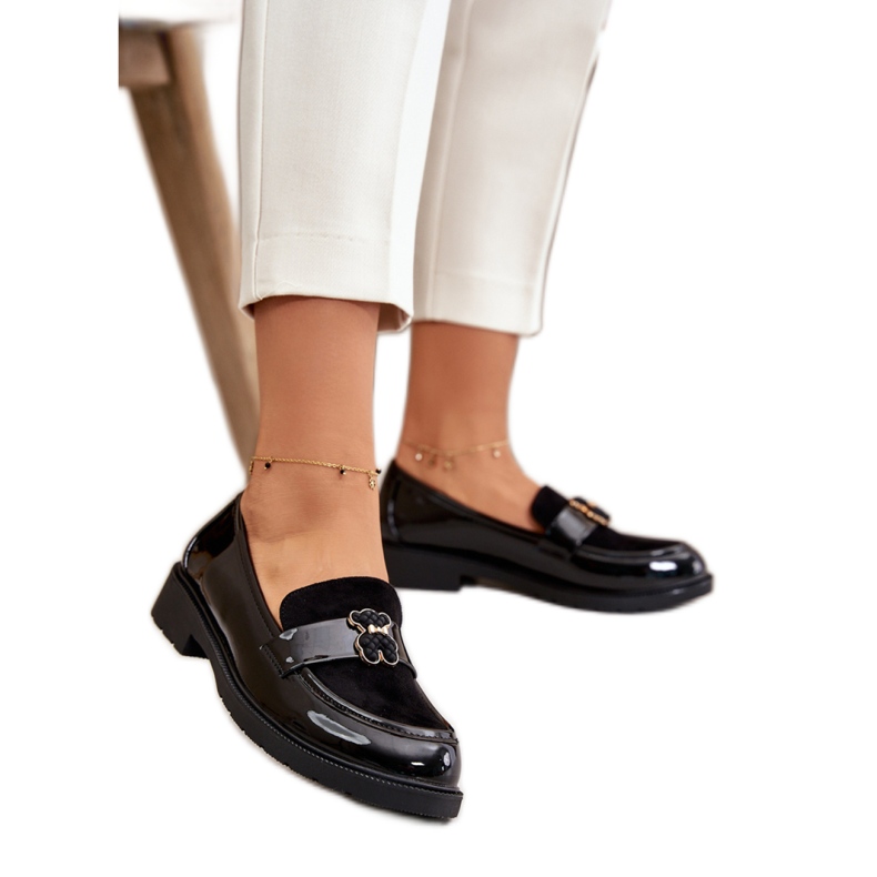 Women's moccasins with S.Barski Black Varnish decoration