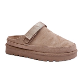 Beige women's platform slippers