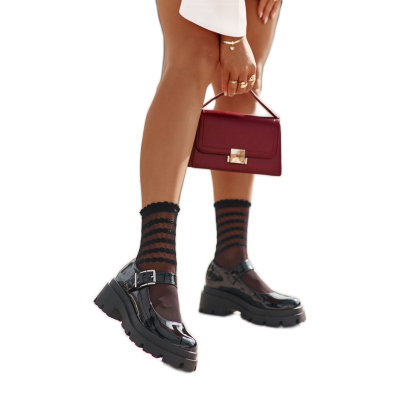 Ladies' patent shoes with a Black Lakier buckle