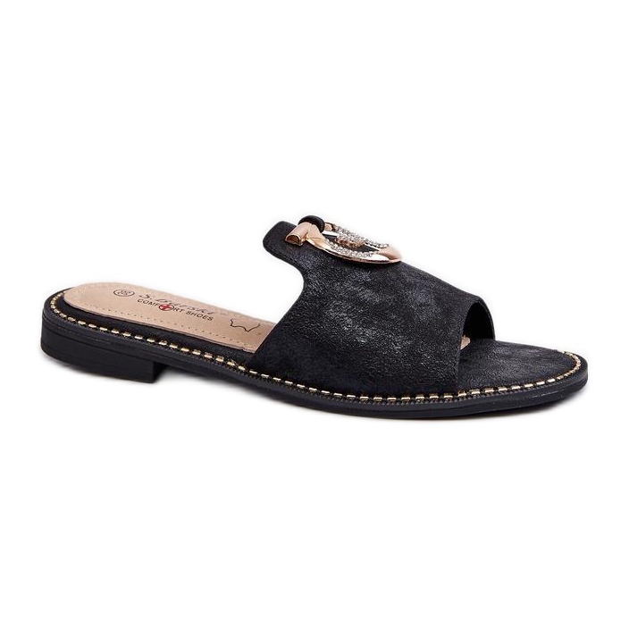 Women's flip-flops with S.Barski Black decoration Women's flip-flops with S.Barski Black decoration