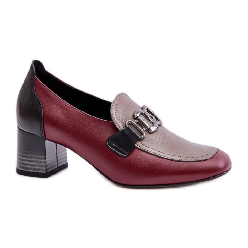 Women's pumps with Laura Messi Burgundy decoration red