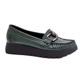 Women's moccasins with Dark Green decoration