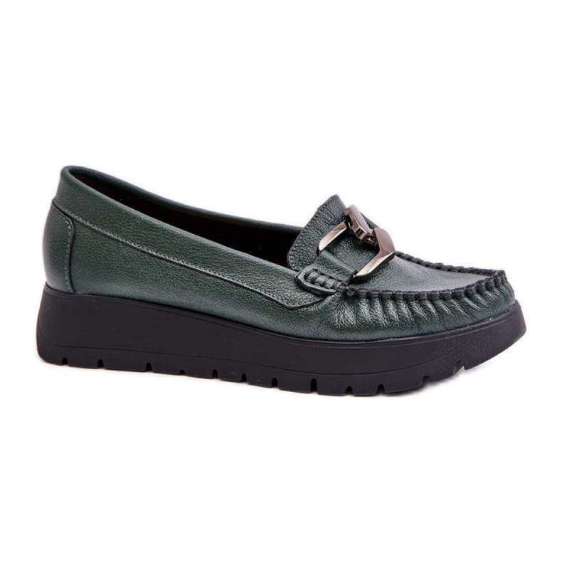 Women's moccasins with Dark Green decoration