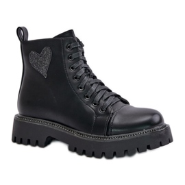 Women's ankle boots with a decorative heart Black Women's ankle boots with a decorative heart Black
