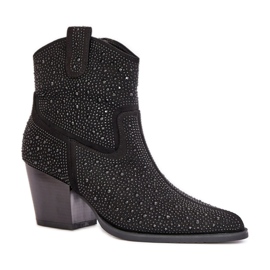 S.Barski Black embellished high-heeled cowboy boots