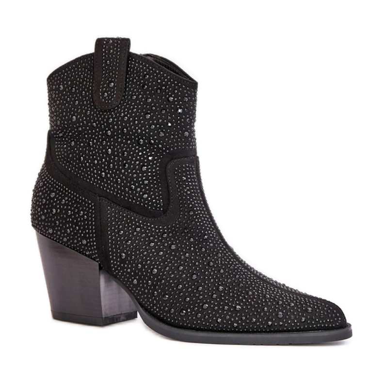 S.Barski Black embellished high-heeled cowboy boots