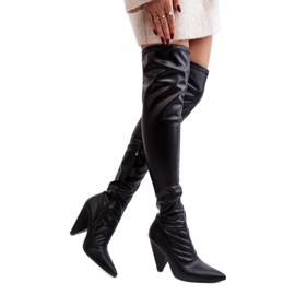 Over-the-knee high-heeled boots Black
