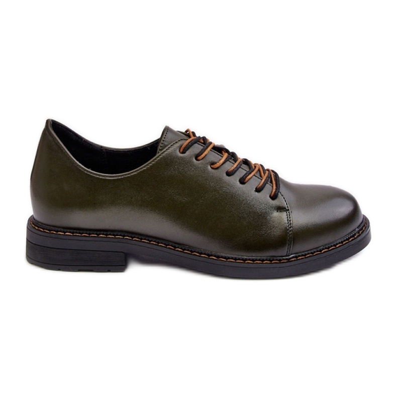 Green women's lace-up shoes