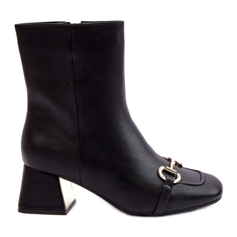 High-heeled ankle boots with Black decoration