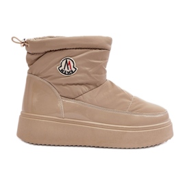 Beige women's platform snow boots