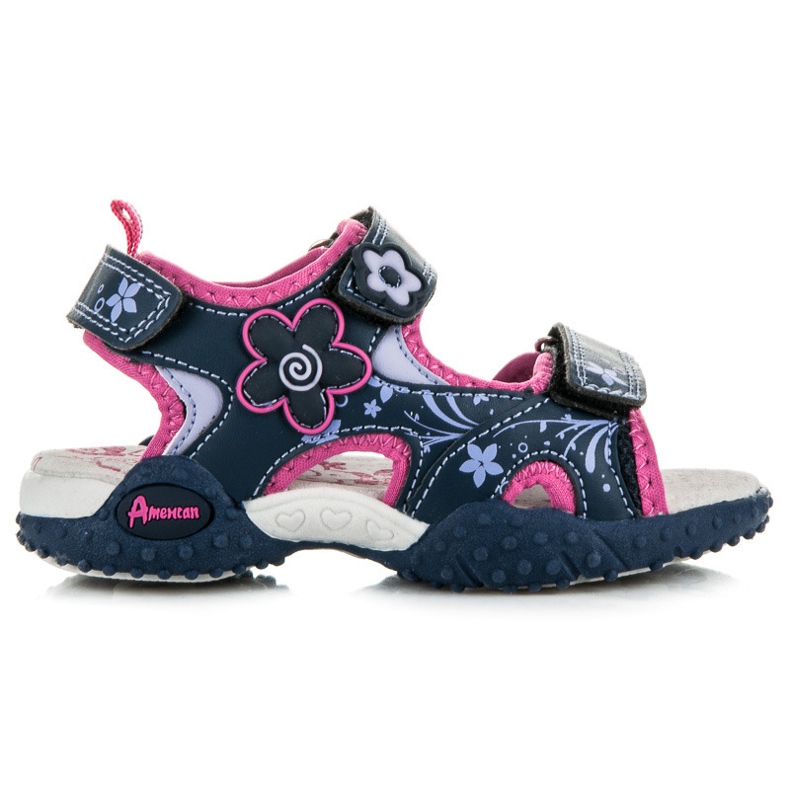 American Club Sandals With Flowers blue