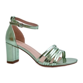Green strappy high heel sandals