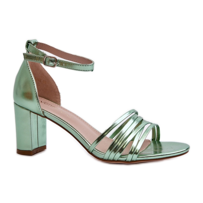 Green strappy high heel sandals