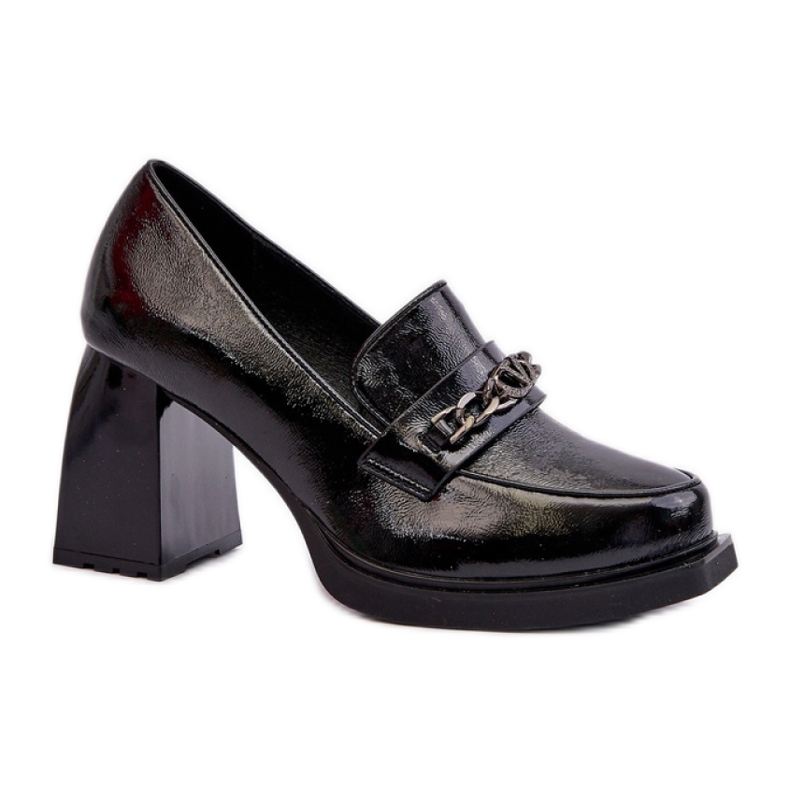 Black patent high heel pumps