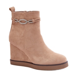 Wedge ankle boots with a decorative Beige strap