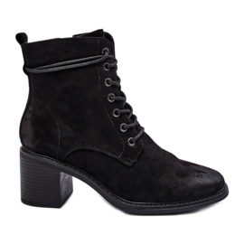 Black suede women's low-heeled ankle boots