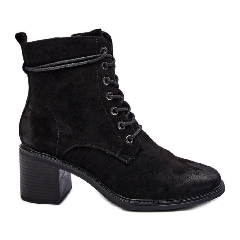 Black suede women's low-heeled ankle boots