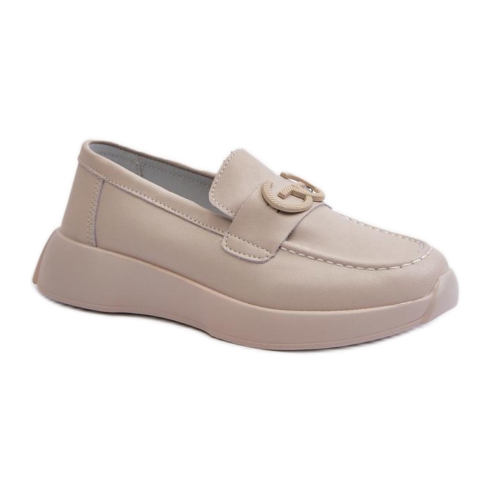 Women's Leather Moccasins S.Barski Beige