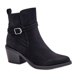 Black high-heeled cowboy boots